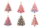 Watercolor Pink Christmas Tree PNG, an Illustration by SinaCreation (Thumbnail 3 of 7)