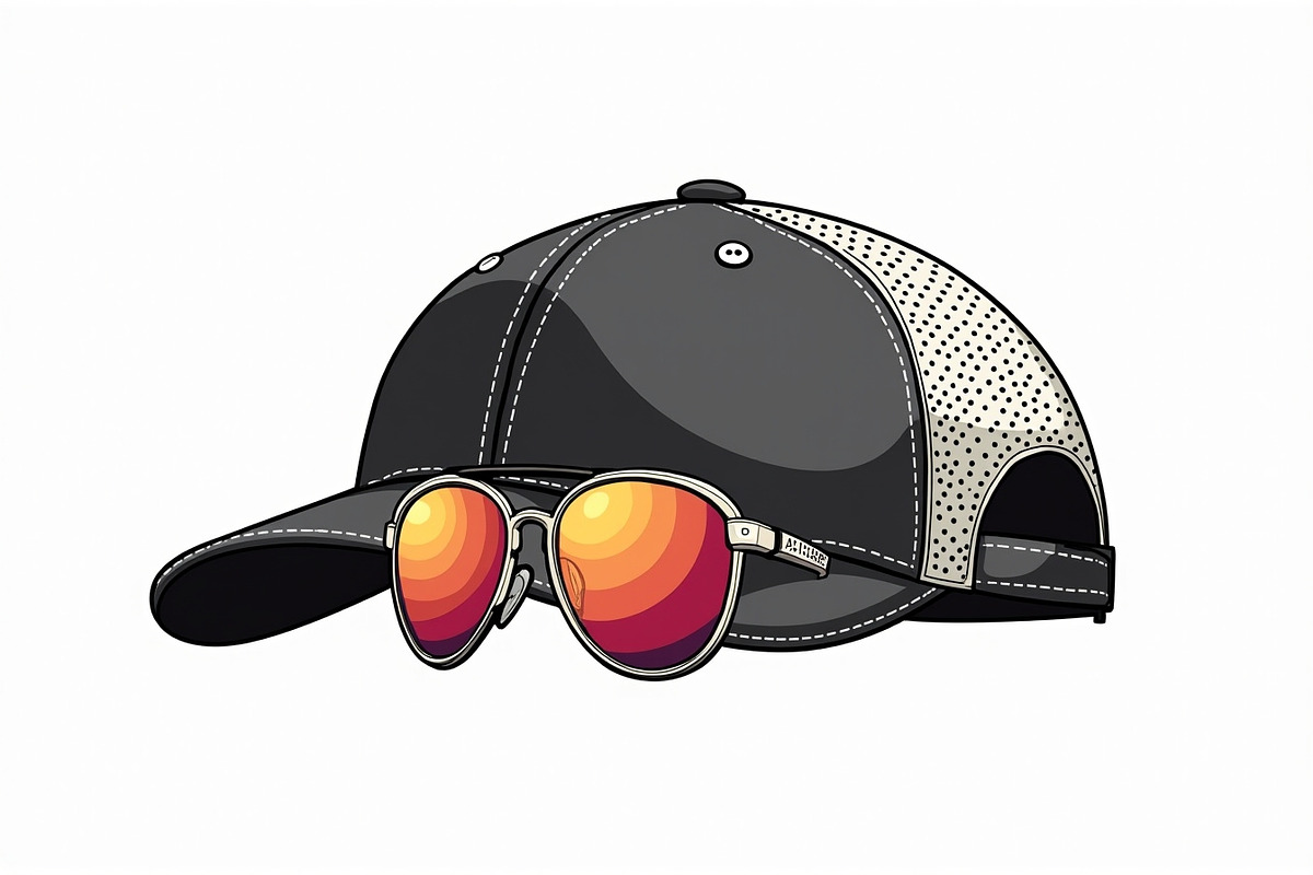 Glasses On Baseball Cap Vector, an Illustration by Amazin_art (Photo 5 of 8)