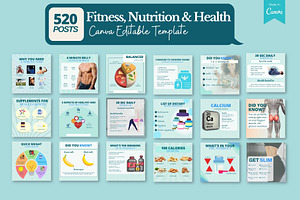 Health & Fitness Bundle -Canva Posts