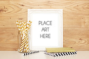 Frame Mock Up with White and Gold, a Print Template by ConfettiBears (Thumbnail 1 of 2)