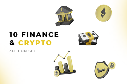 10 Finance & Crypto 3D Icon Set