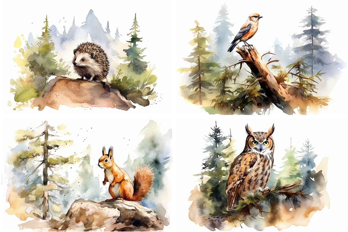 Rustic Watercolor Forest Collection, an Animal Illustration by artsy-fartsy (Photo 3 of 6)