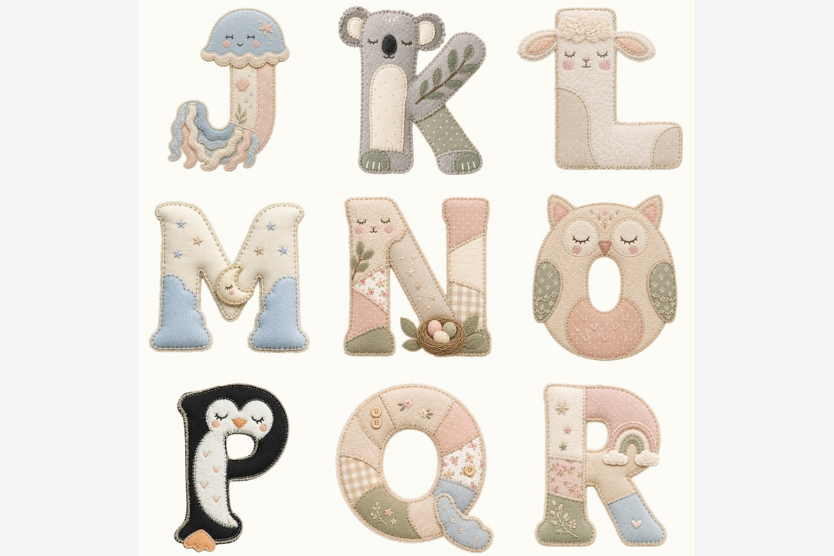 Soft Patchwork Baby Alphabet PNG, a Seasonal Illustration by Tanya Kart (Photo 3 of 6)