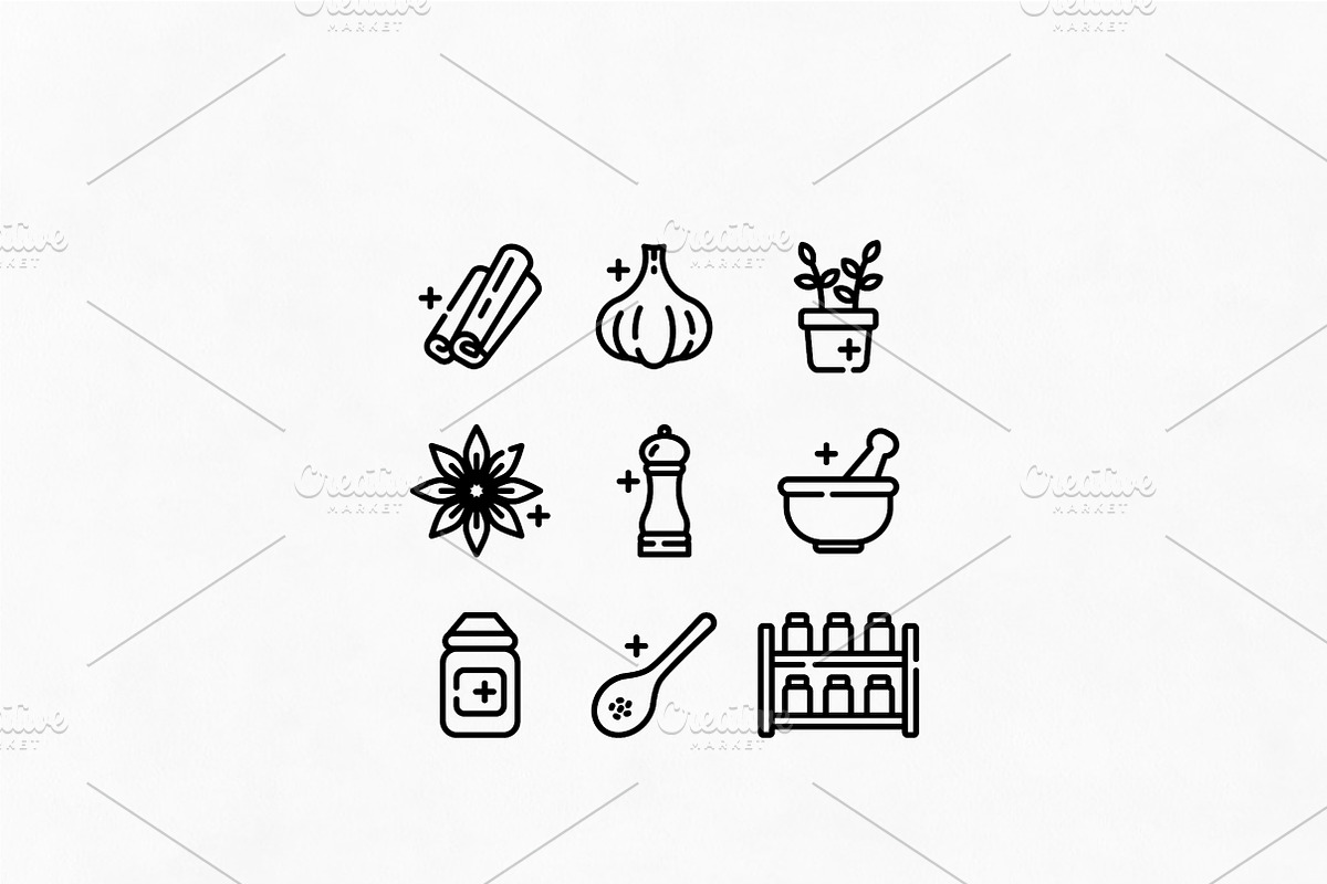 Spices & herbs line icons, an Outline Icon by Lyolya Profitrolya (Photo 2 of 2)