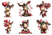 Whimsical Valentine Donkey Clipart, an Illustration by CreationArt (Thumbnail 2 of 6)