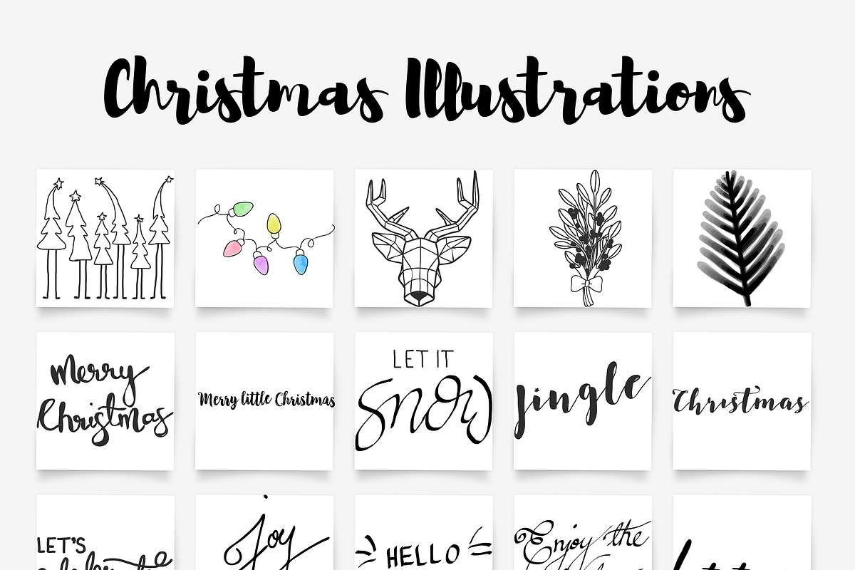 Hand Drawn Christmas Cards Elements, an Illustration by WakeUp600 (Photo 5 of 6)