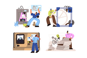 Printing with 3D printer technology, a Technology Illustration by PaperTrident