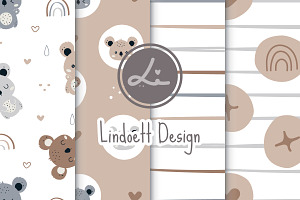 Cute cartoon koala seamless pattern, a Graphic by lindoet23