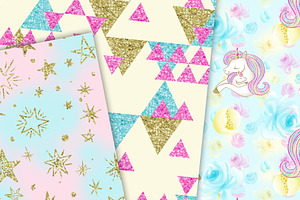 Cute Unicorns Digital Paper