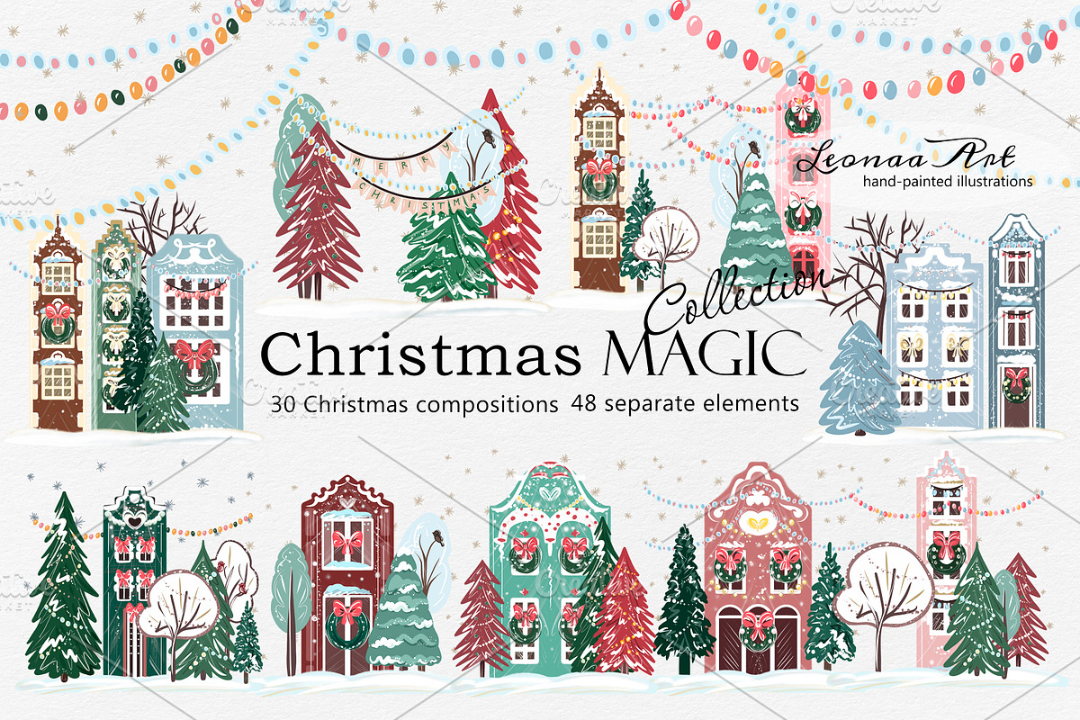 Christmas Magic Clip Art Collection, a Seasonal Illustration by Leonaa art (Photo 3 of 11)