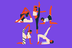 Pilates Figure Asset Illustration, a Sport Illustration by graphicook