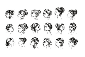 Sketch female heads with stylish, an Object Illustration by Valerie Bodnar