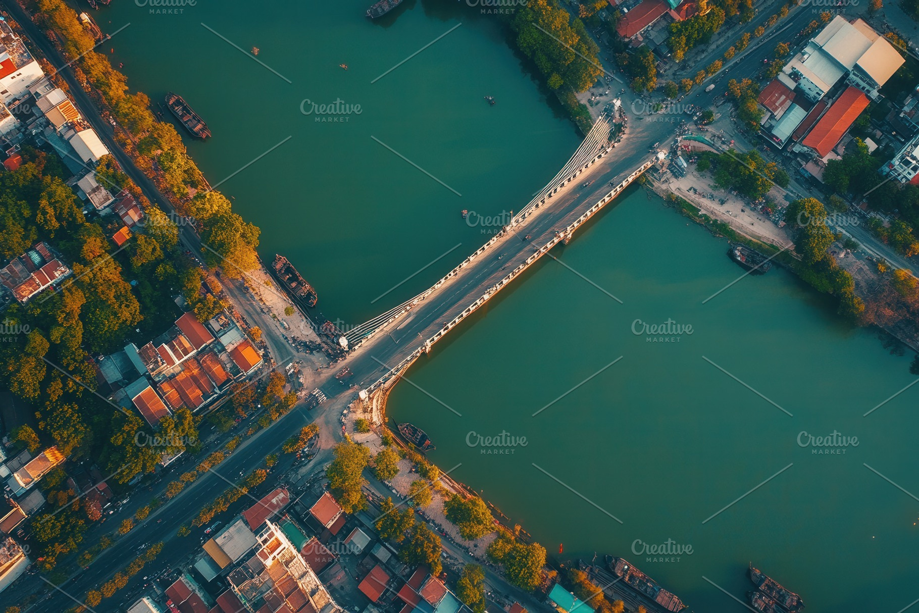 Aerial view of love bridge, a Photo by Pavel_design