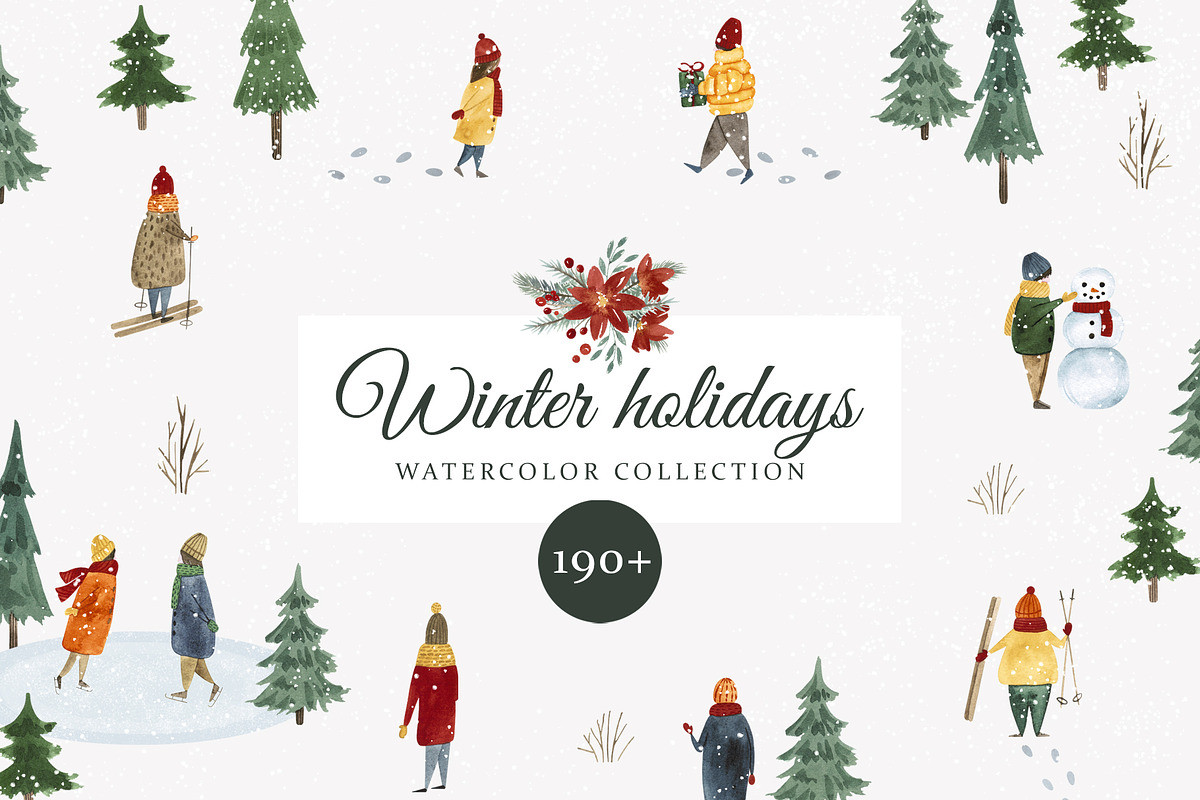 Watercolor WINTER HOLIDAYS, a Seasonal Illustration by LeriaArt watercolor (Photo 1 of 16)