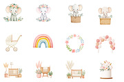Watercolor Boho Baby Shower clipart, an Illustration by Designworld (Thumbnail 3 of 4)