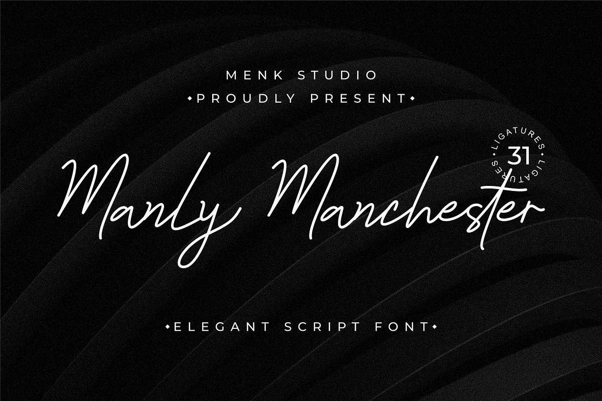 Manly Manchester - Font Script, a Script Font by MenkType Studio (Photo 1 of 5)