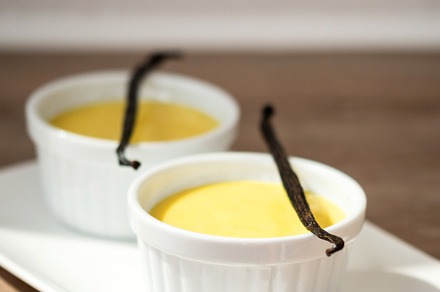 Homemade vanilla custard on wooden table, a Food & Drink Photo by etorres69