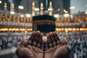 Praying Hands at Mecca Holy Kaaba Is, a Photo by Pixeness Studio