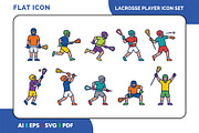 Lacrosse Player Flat Icon Set, a Duotone Icon by Fontmine Studio (Thumbnail 1 of 3)