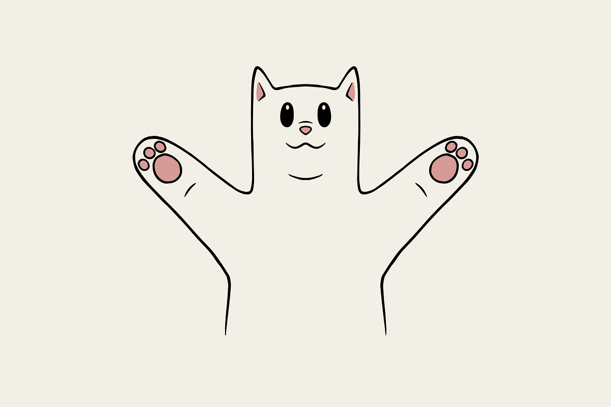 cute dog and cat paws up, an Animal Illustration by Judsart (Photo 2 of 3)
