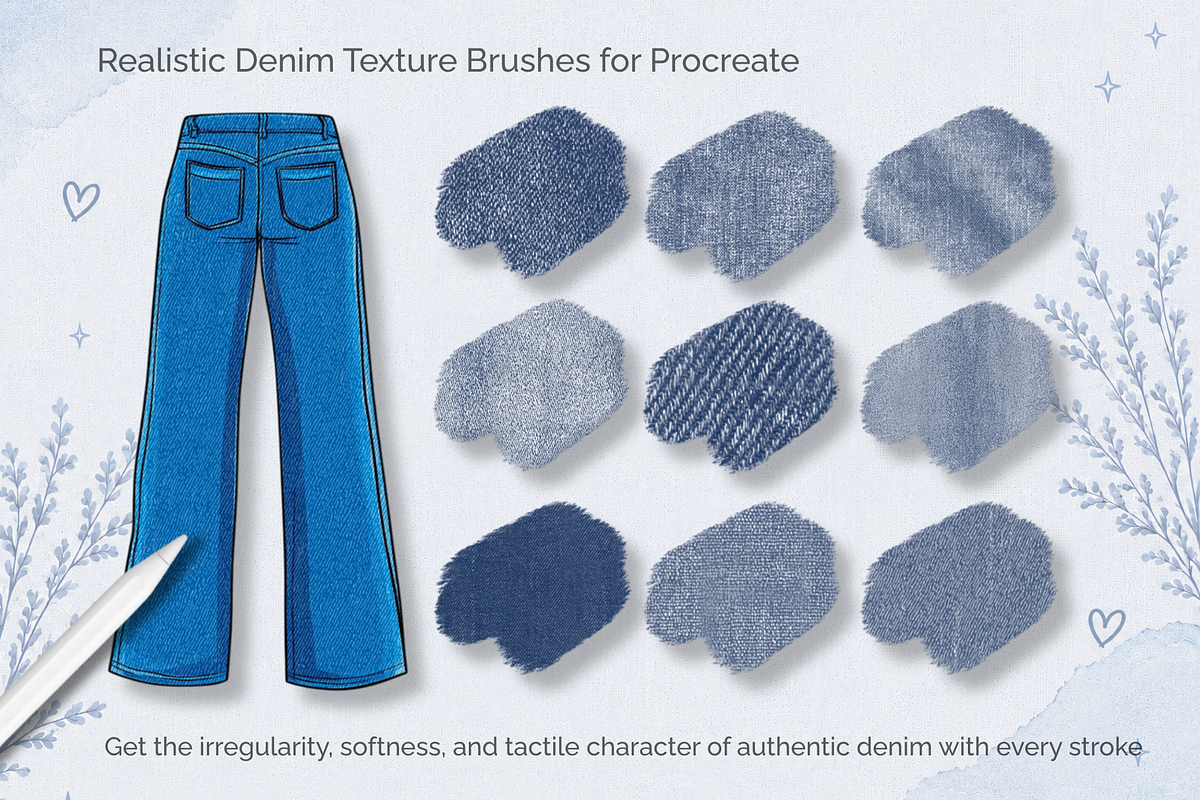 Procreate Denim Texture Brushes, a Brush Add-On by HopeArtIllustration (Photo 2 of 6)