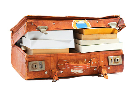 Open suitcase stuffed with books only preview 6