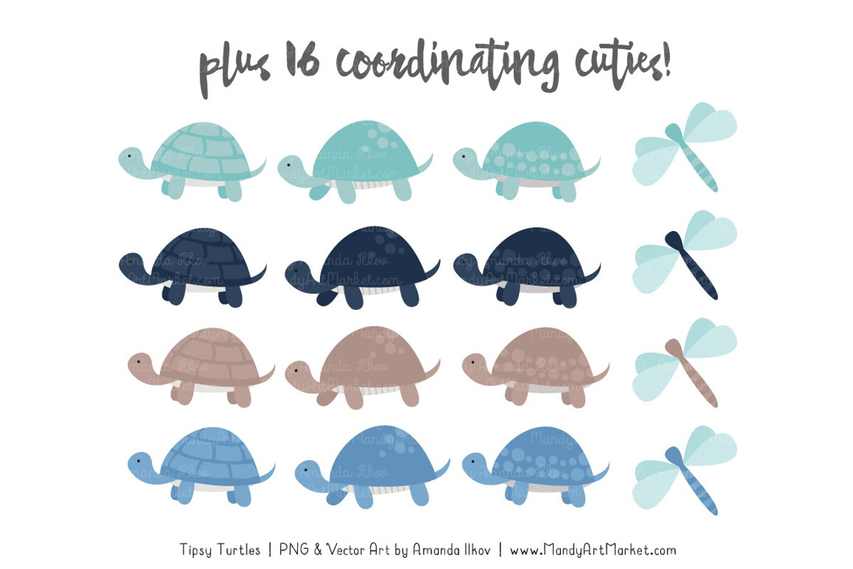Oceana Turtle Stack Clipart, an Illustration by Amanda Ilkov (Photo 4 of 4)