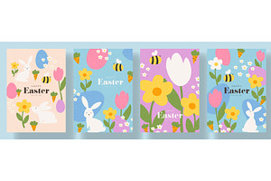 Cute set of Happy Easter posters, an Object Illustration by Andrey Yaroslavtsev