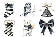 Black and White Christmas Clipart, a Seasonal Illustration by CitraGraphics (Thumbnail 7 of 9)