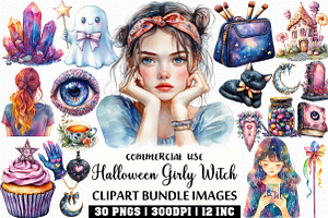Halloween Girly Witch Vibes Clipart, an Illustration by Craft Nest
