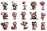 Whimsical Valentine Animals Clipart, an Illustration by Dream Creation (Thumbnail 2 of 5)