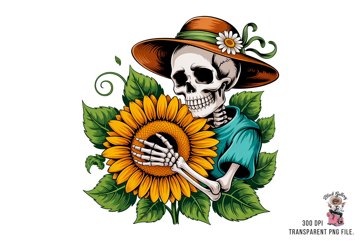 Skeleton Hugging Sunflower PNG, a Graphic by Clipart Bloom (Photo 9 of 12)