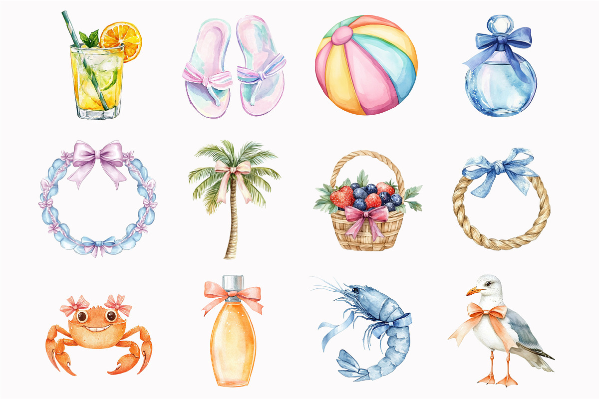 Watercolor Coastal Preppy Girl Clipa, an Illustration by Design Market (Photo 4 of 5)