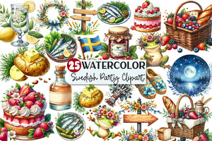 Swedish Midsummer Party Clipart, an Illustration by Rose Art