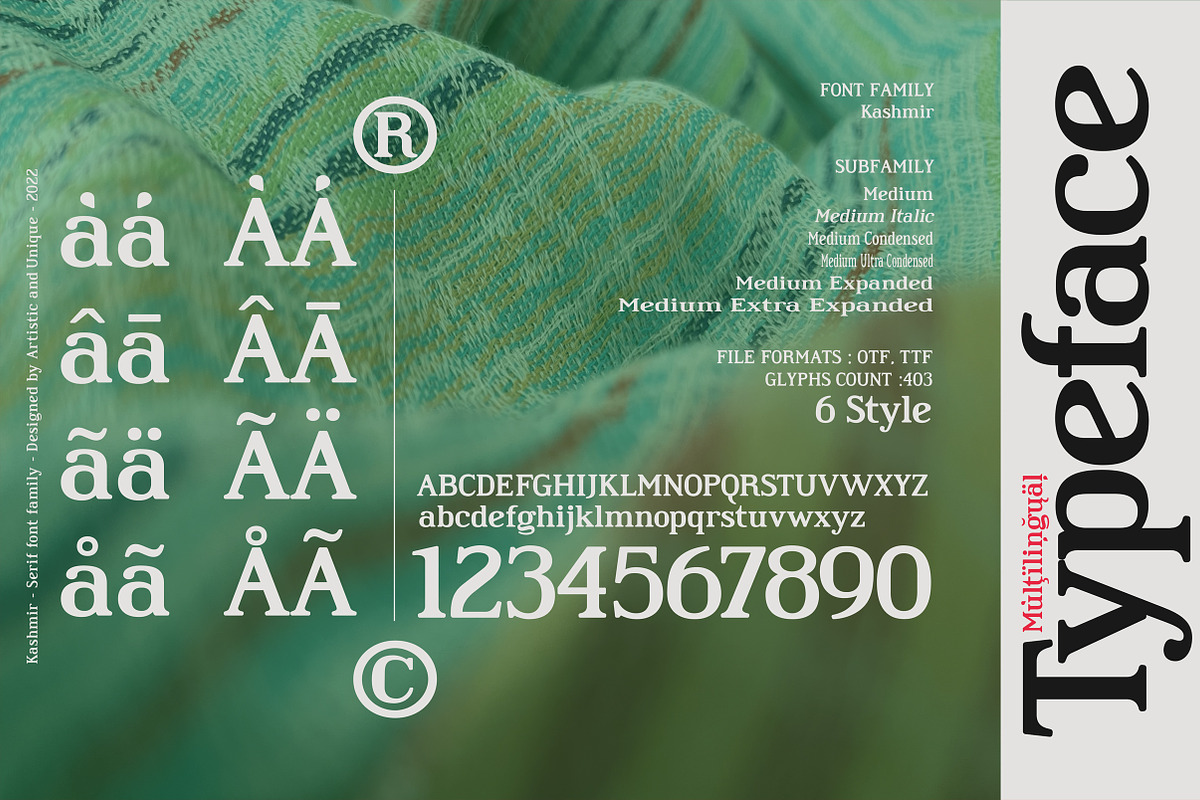 Kashmir - Serif font family, a Serif Font by Artistic & Unique (Photo 7 of 15)
