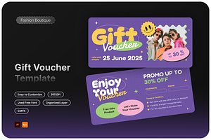 Fashion Boutique Pop Gift Voucher, a Print Template by Annora Studio