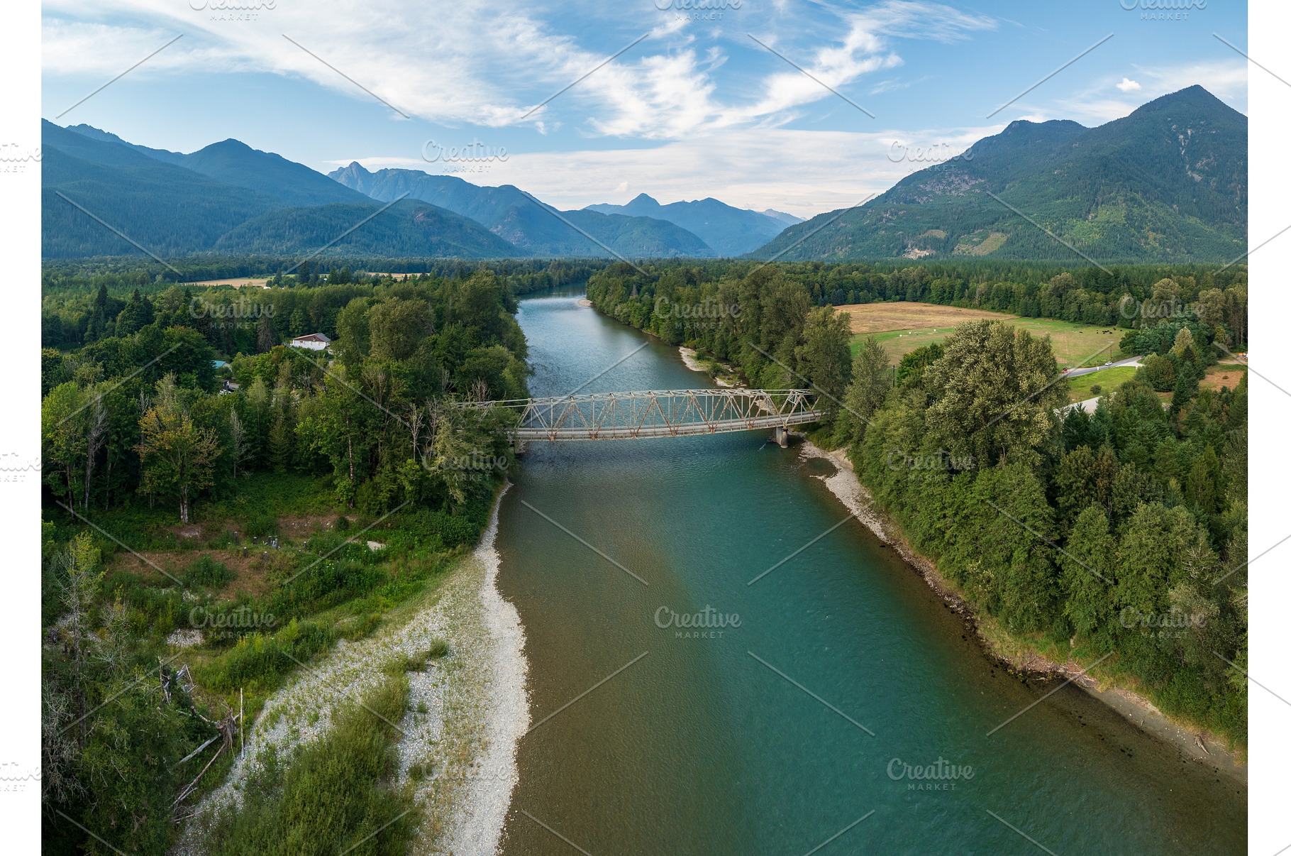 Aerial view of Cascade River road, a Nature Photo by Backyard Stock
