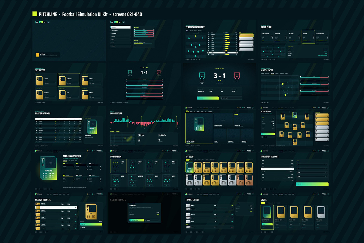 Football Game UI Kit, 100 Screens, an UI Kit Template by pawellpi (Photo 8 of 117)