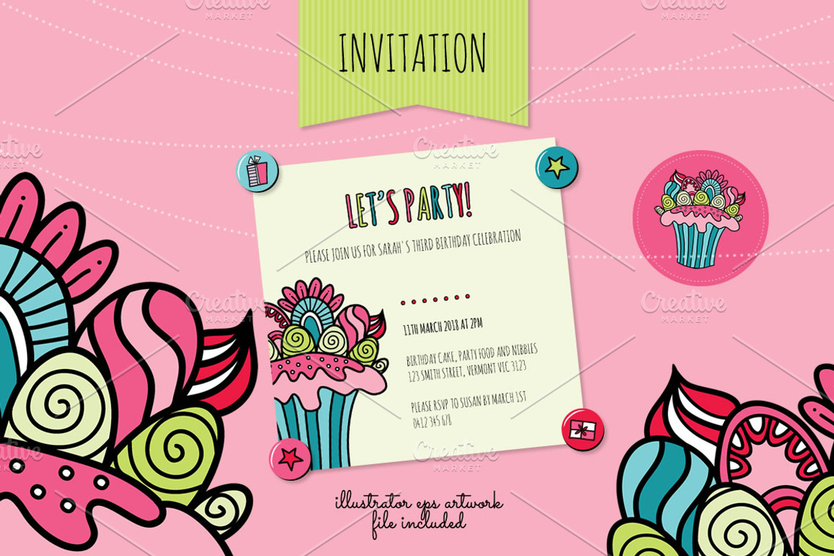 Doodle Cupcake Collection, an Illustration by Tazi Design (Photo 3 of 5)