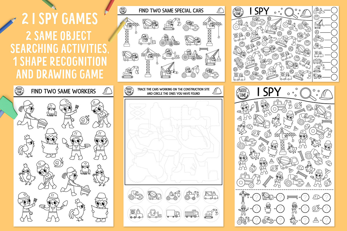 Construction site coloring games, an Education Illustration by Lexi Claus (Photo 6 of 15)