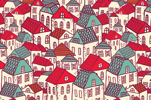 Vector city seamless pattern.