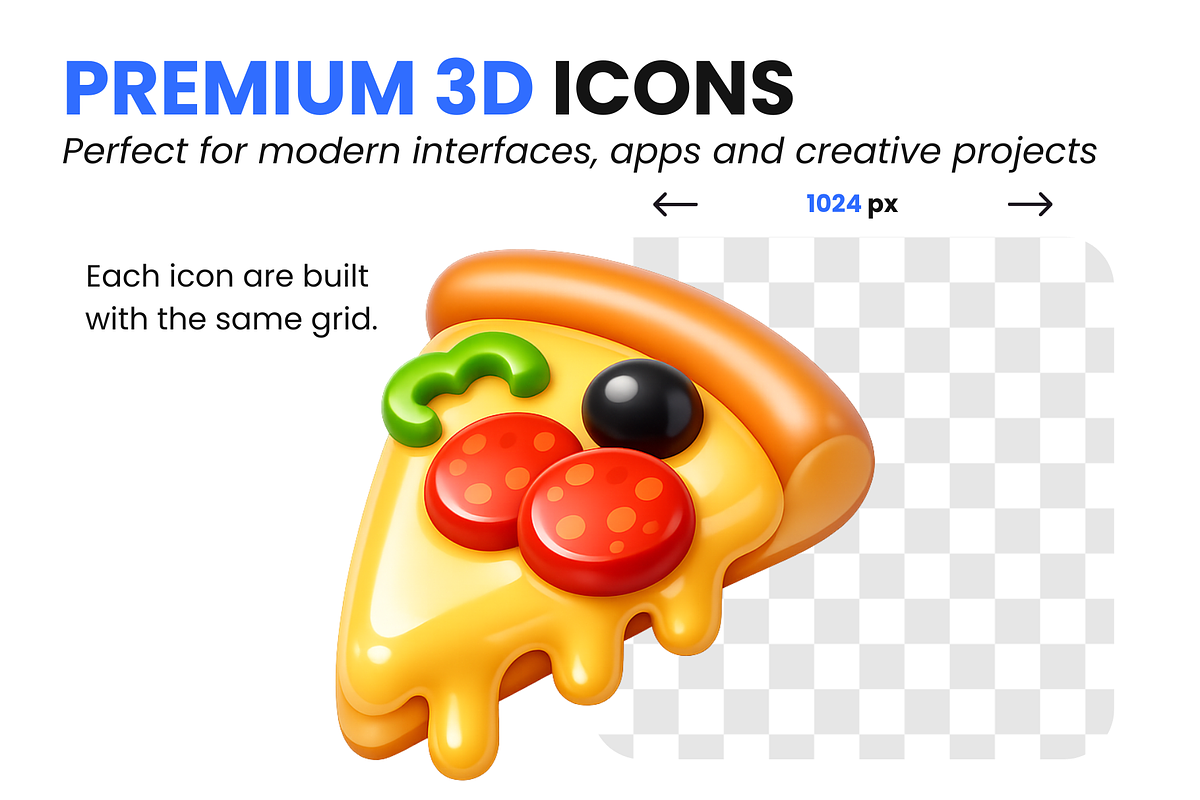 100 Food & Drink 3D Premium Icons, a Solid Icon by Icons Drop (Photo 3 of 5)