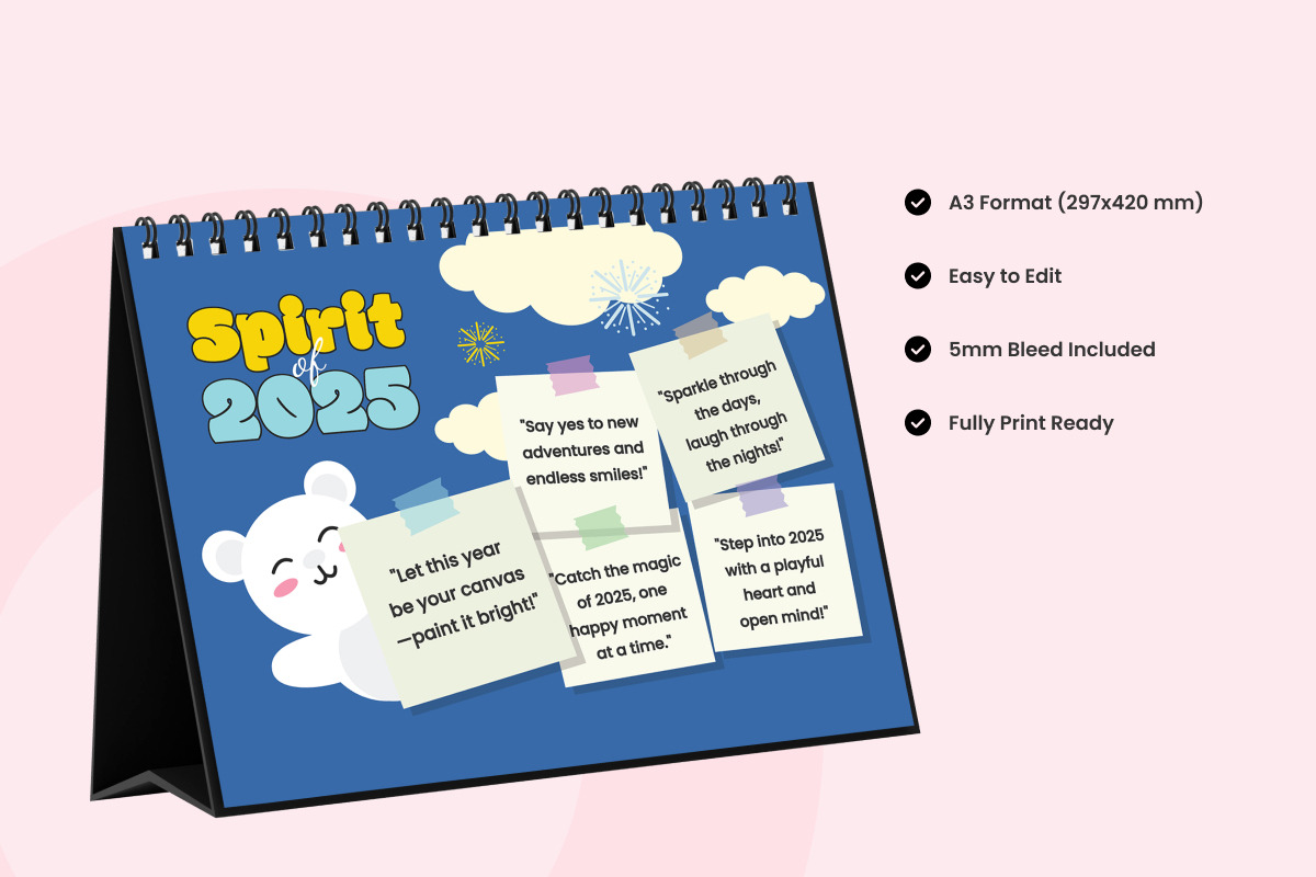 Cute Desk Calendar Template V2, a Stationery Template by twinstd (Photo 3 of 3)