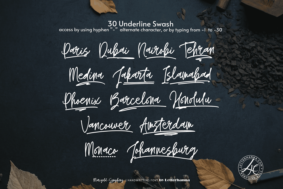 Marigold Symphony Wedding Font, a Handwritten Font by Letterhanna Studio (Photo 10 of 16)