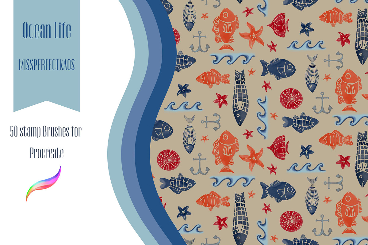 Ocean Life -50 stamp brushes, a Brush Add-On by MissPerfectKaos (Photo 1 of 5)