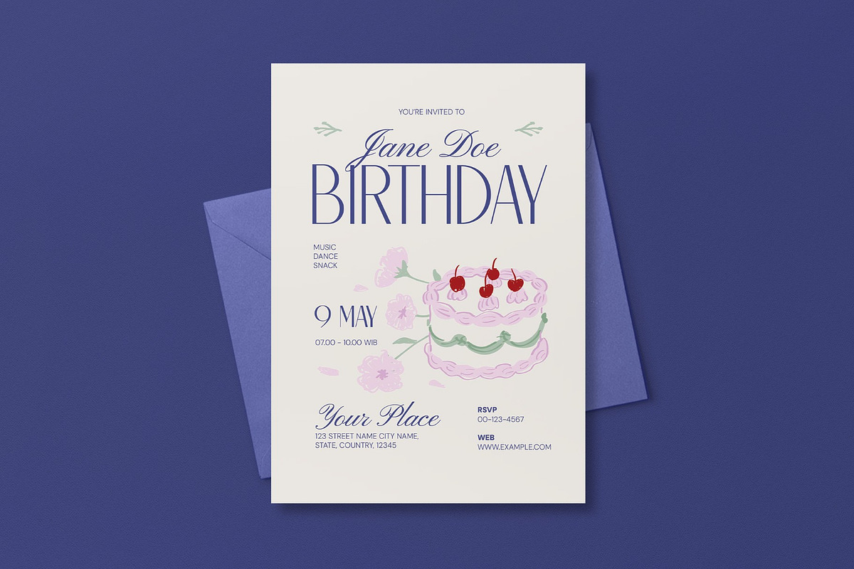 Floral Birthday Invitation, an Invitation Template by graphicook (Photo 3 of 3)