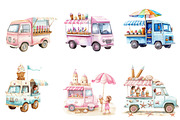 Summer Ice Cream Truck Clipart, an Illustration by Pixels.Craft (Thumbnail 8 of 8)