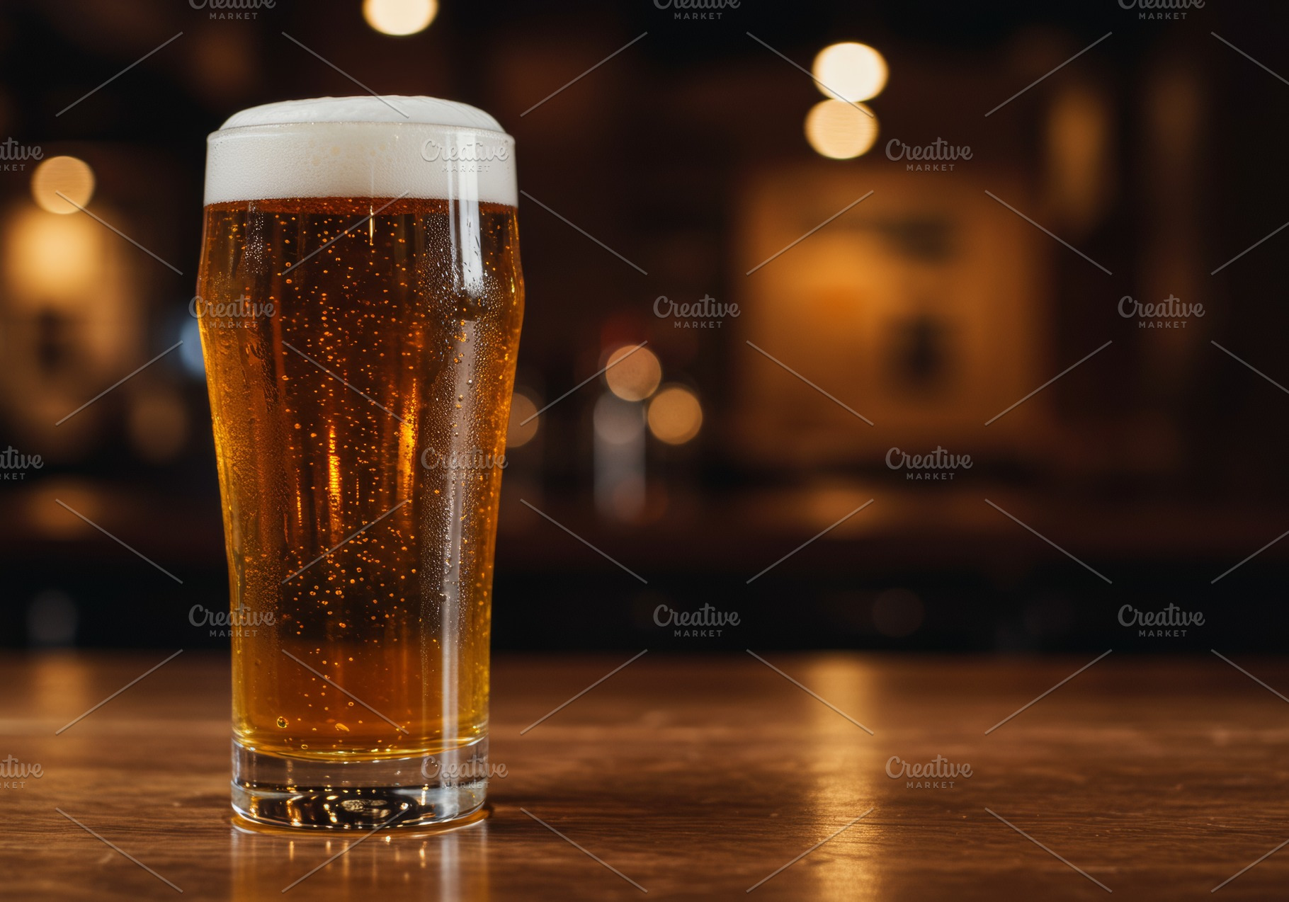 Cold pint of beer with frothy head o, a Food & Drink Photo by professorinc