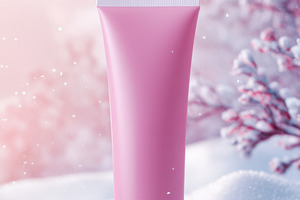 Pink tube in snowy scene, a Photo by Beautiful things