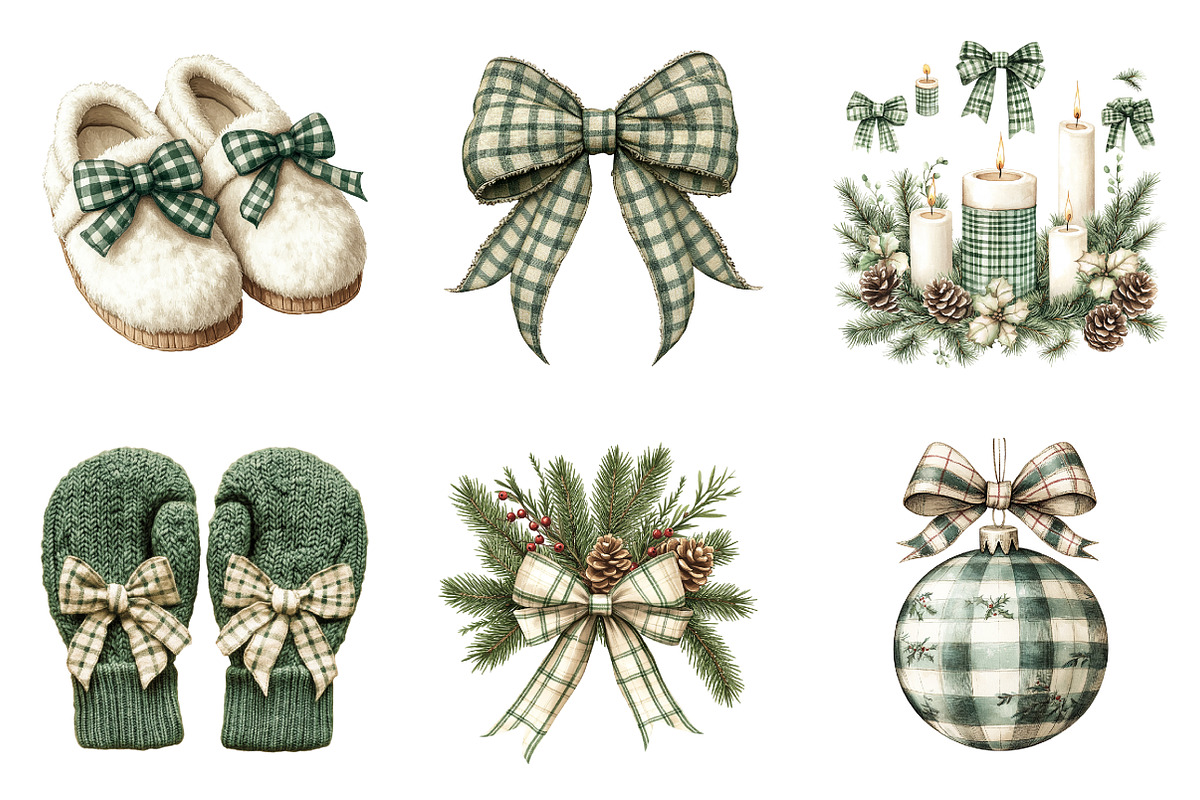 Watercolor Green Plaid Christmas P, a Work Illustration by SinaCreation (Photo 4 of 6)